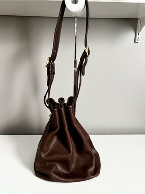 Vintage Coach 9165 Legacy Drawstring Shoulder Bucket Bag Mahogany Brown